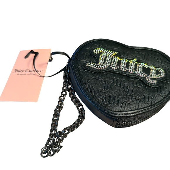 Juicy Couture NWT Cream Shoulder Tote & Black Heart Wristlet & Hair Clips (P192) - Picture 13 of 14